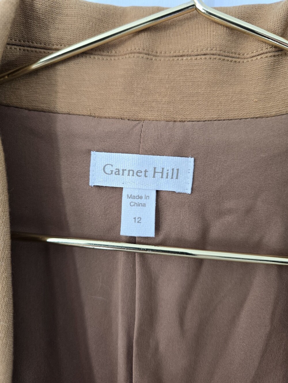 Garnet Hill Knit Relaxed Blazer Ponte Praline Brown Camel Tan NWT Academia Sz 12 - Picture 3 of 10